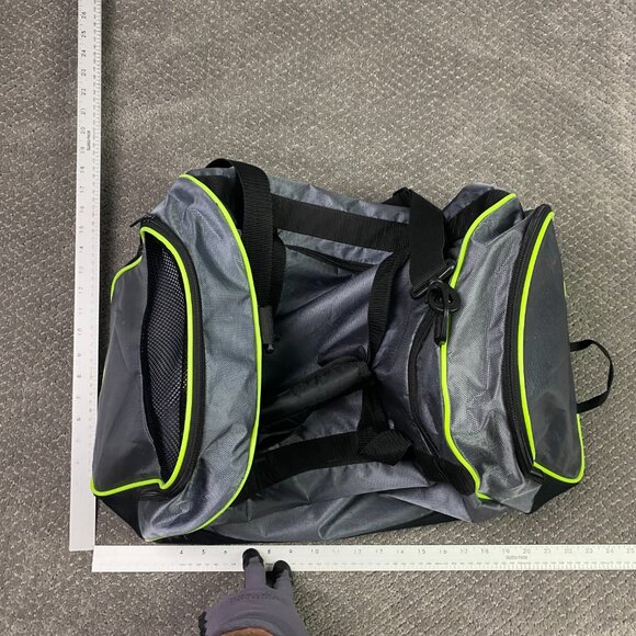 Adidas Duffle Bag Gray Neon Yellow Defender IV 2015 Shoulder Strap Duffel Gym - Picture 10 of 14